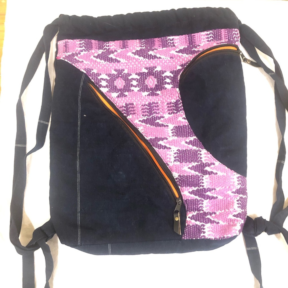 Drawstring Backpack Handmade in Guatemala - Picture 7 of 8